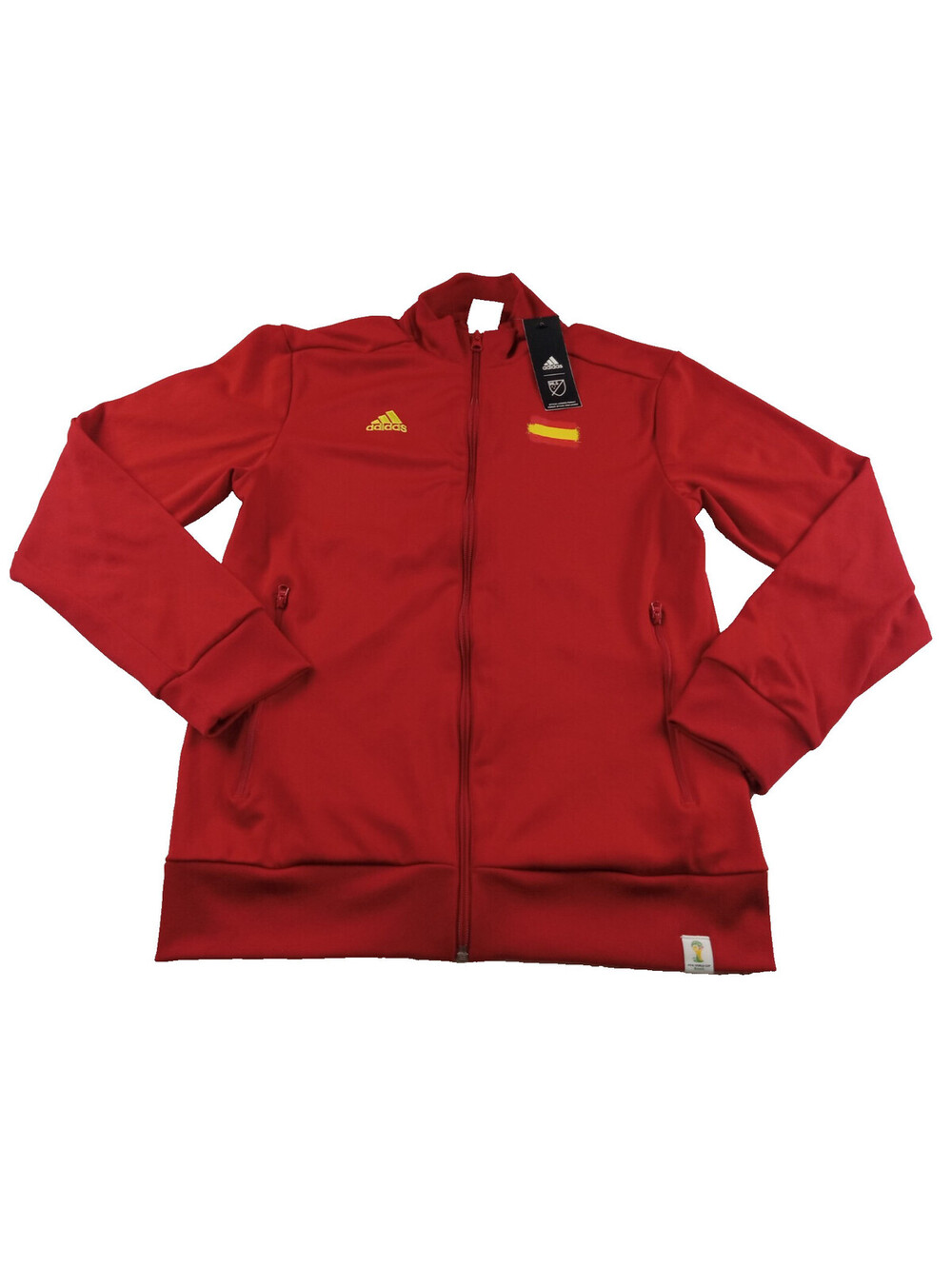 adidas Spain 2014 World Cup Jacket Mens Small Red Gold Patch Track Full Zip S